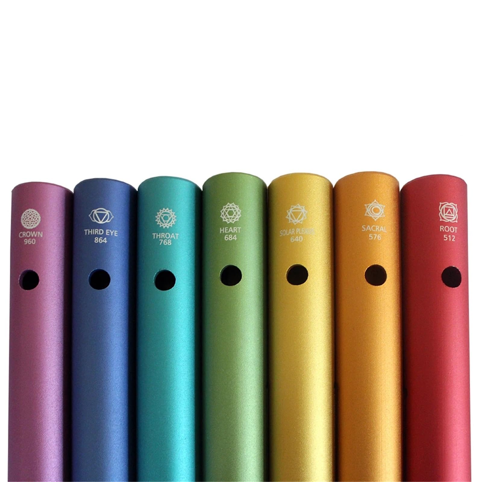 Wah-Wah-Rohrsatz Sieben Charkas, Metall-Wah-Wah-Röhre, bunte Windspiele, Klangheilungsinstrumente for Yoga und Meditation(Set 7 PCS)
