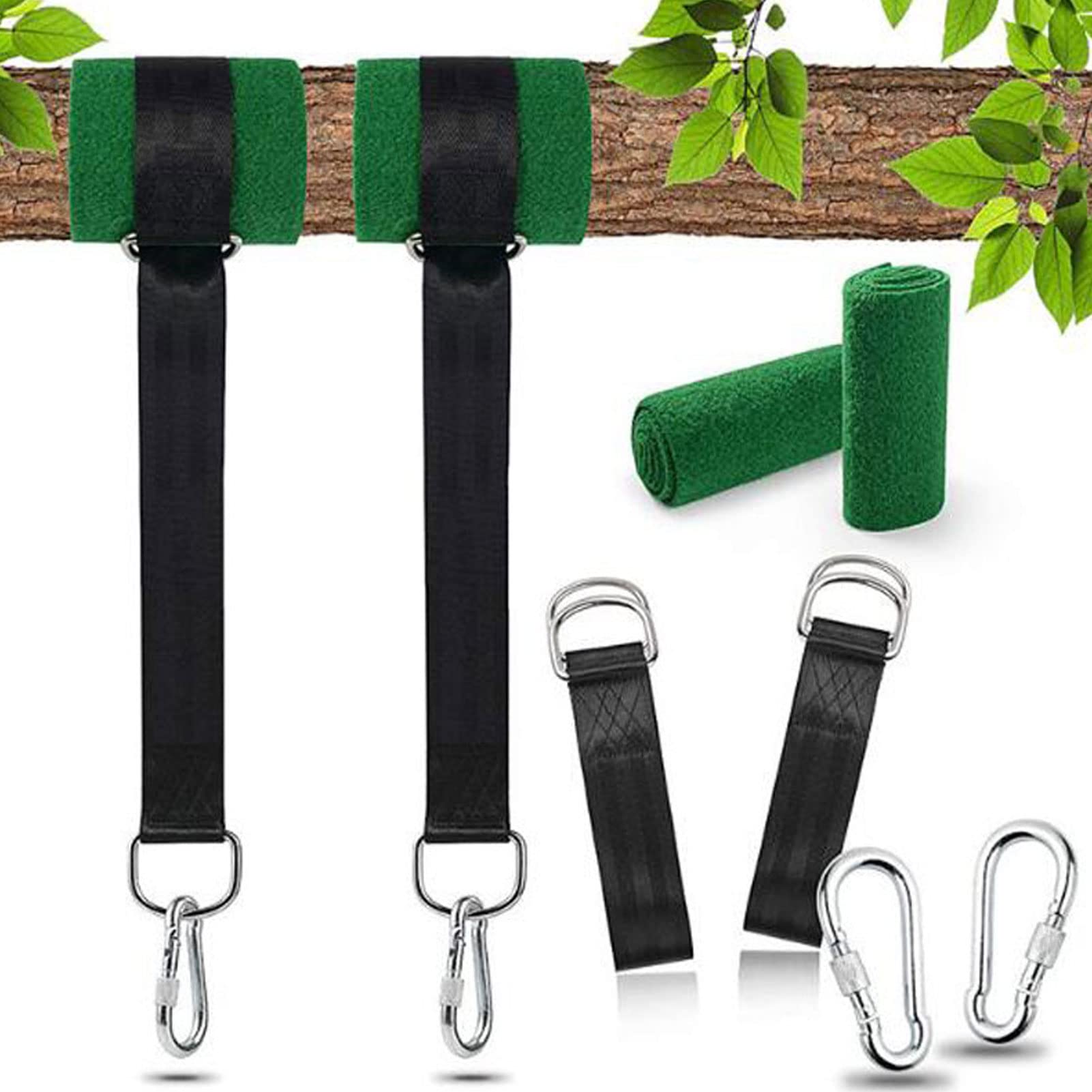 Yuecoom Tree Swing Hanging Straps Kit, Anti-Broke Pad Holds 1000kg 2 PCS Tree Swing Straps 2 Safer Lock Carabiners 1 Bag for Hammock, Camping