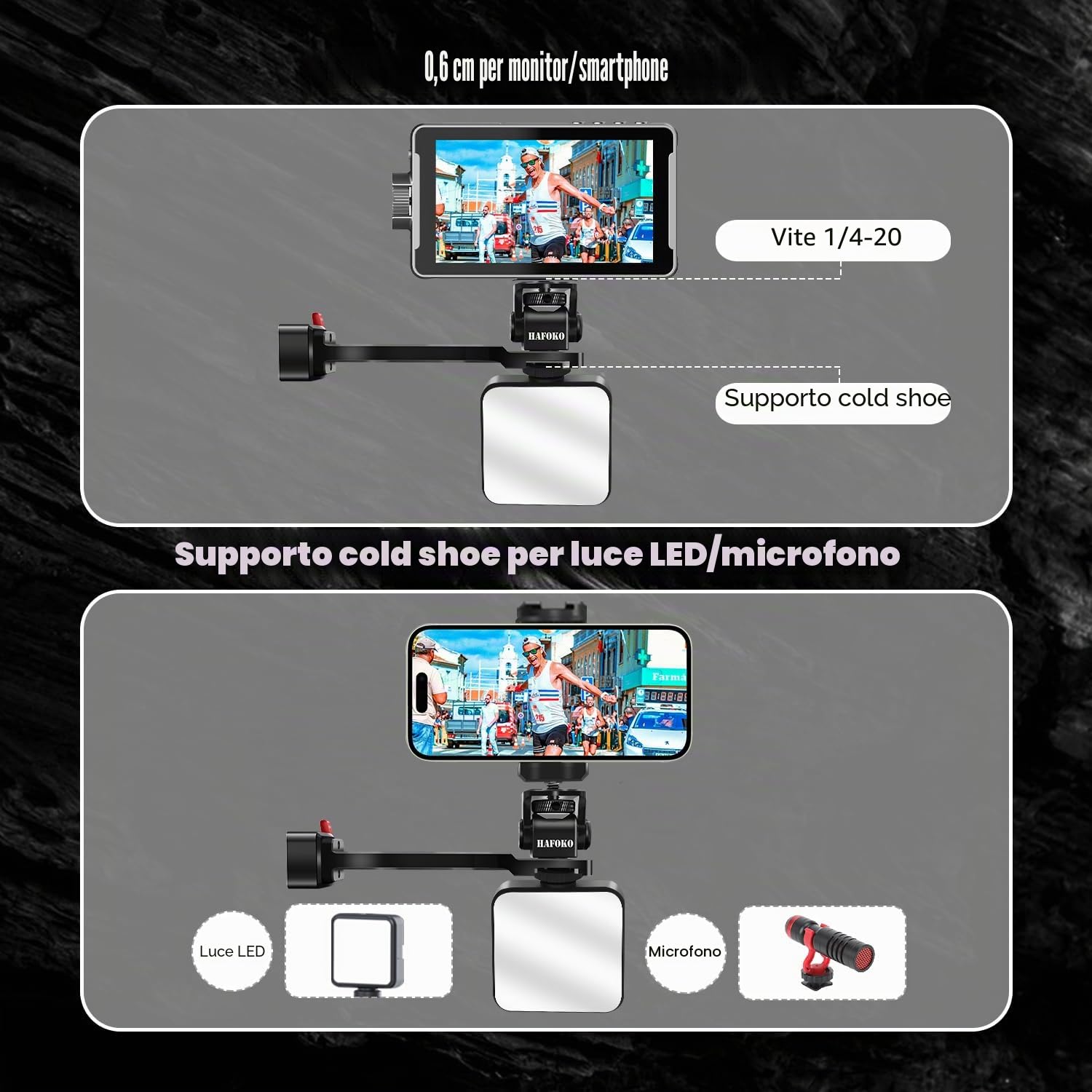 RS4 Gimbal Monitor Monta RS3 Telefono Montare Estensione Maniglia Metallo con 1/4" Freddo Scarpa Compatibile per DJI RS4/RS4 PRO/Ronin S3 /RS3 PRO/Ronin S3 Mini/RS2/RSC2 Gimbal Stabilizza