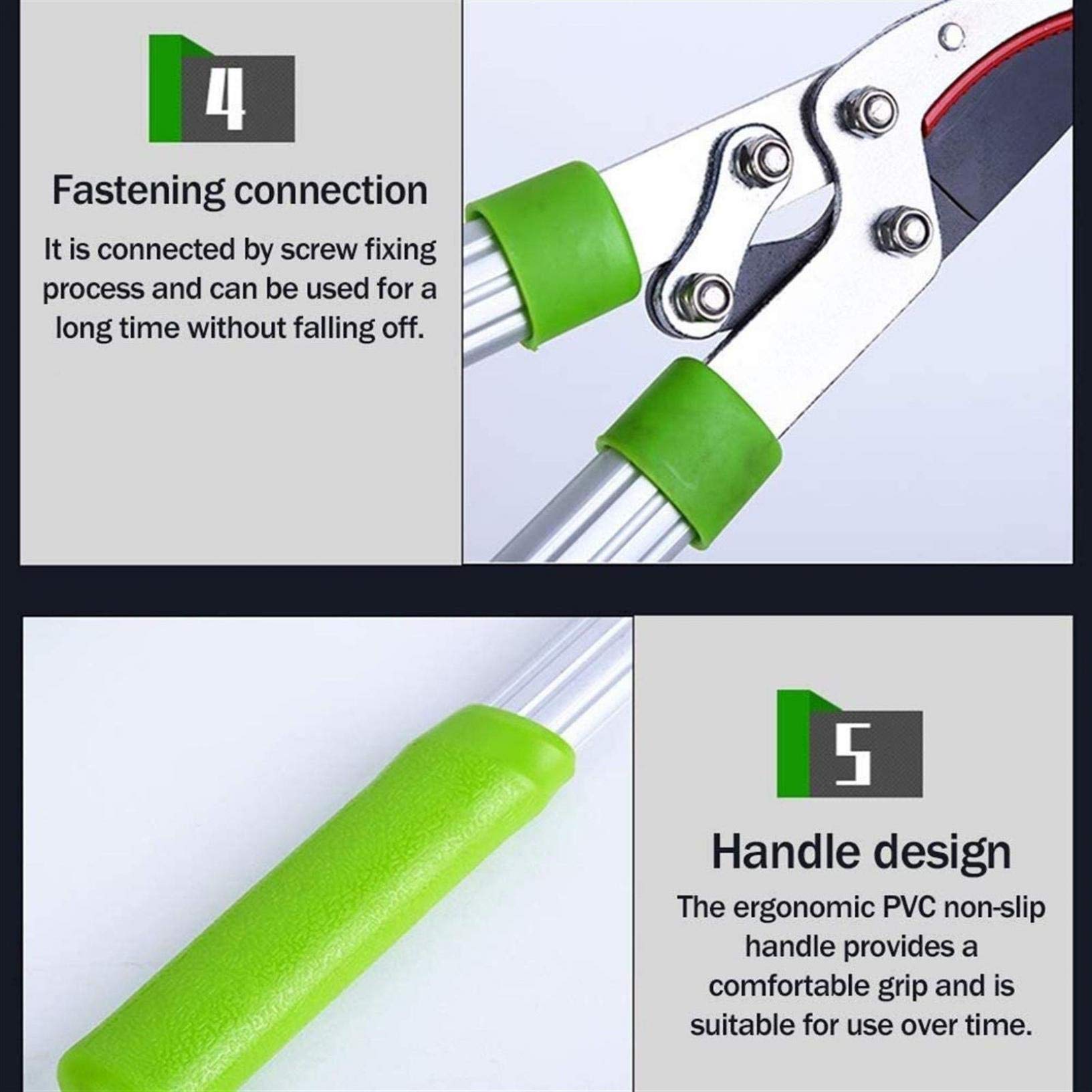 Forbici da potatura, cesoie da giardino con manico lungo, forbici per rami spessi, forbici per rami da giardino, forbici ergonomiche, affilate e resistenti all'usura, utensile per potare arbusti