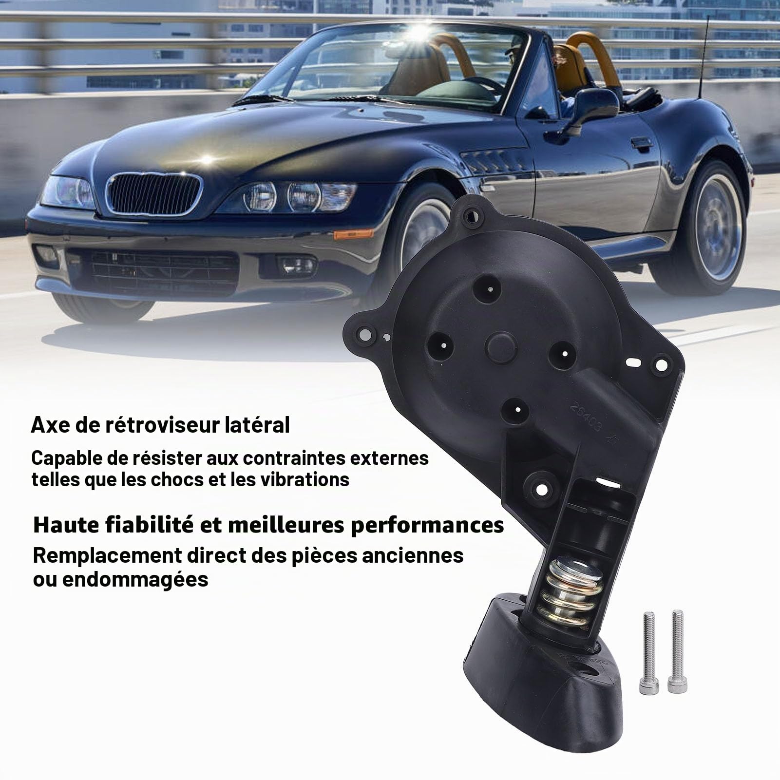 Tbest Réparation de Broche du Miroir de L'aile Extérieure Impact de L'impact sur Le Métal Durable Remplacement de L'ABS pour Z3 E36 E37 E38 1994 à 2002 Roadster Coupé à (Côté conducteur)