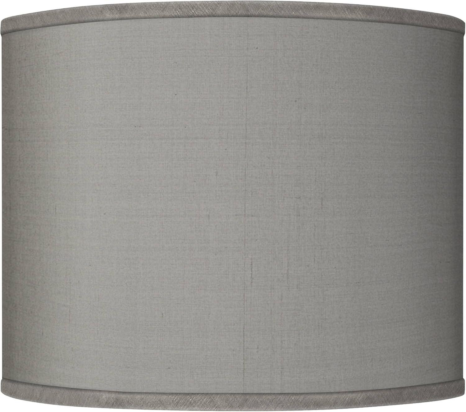 Hardback Drum Lamp Shade (Pre-Assembled) Gray Textured Faux Silk Large 14" Top x 14" Bottom x 11" High Spider with Replacement Harp and Finial Fitting - Possini Euro Design