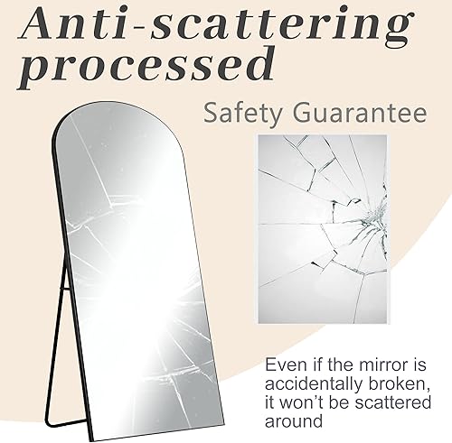 Miniatura 3 de Natsukage - Espejo arqueado de 64 x 21 pulgadas, espejo grande con soporte, para dormitorio, colocar de pie, colgado o apoyado contra la pared, con