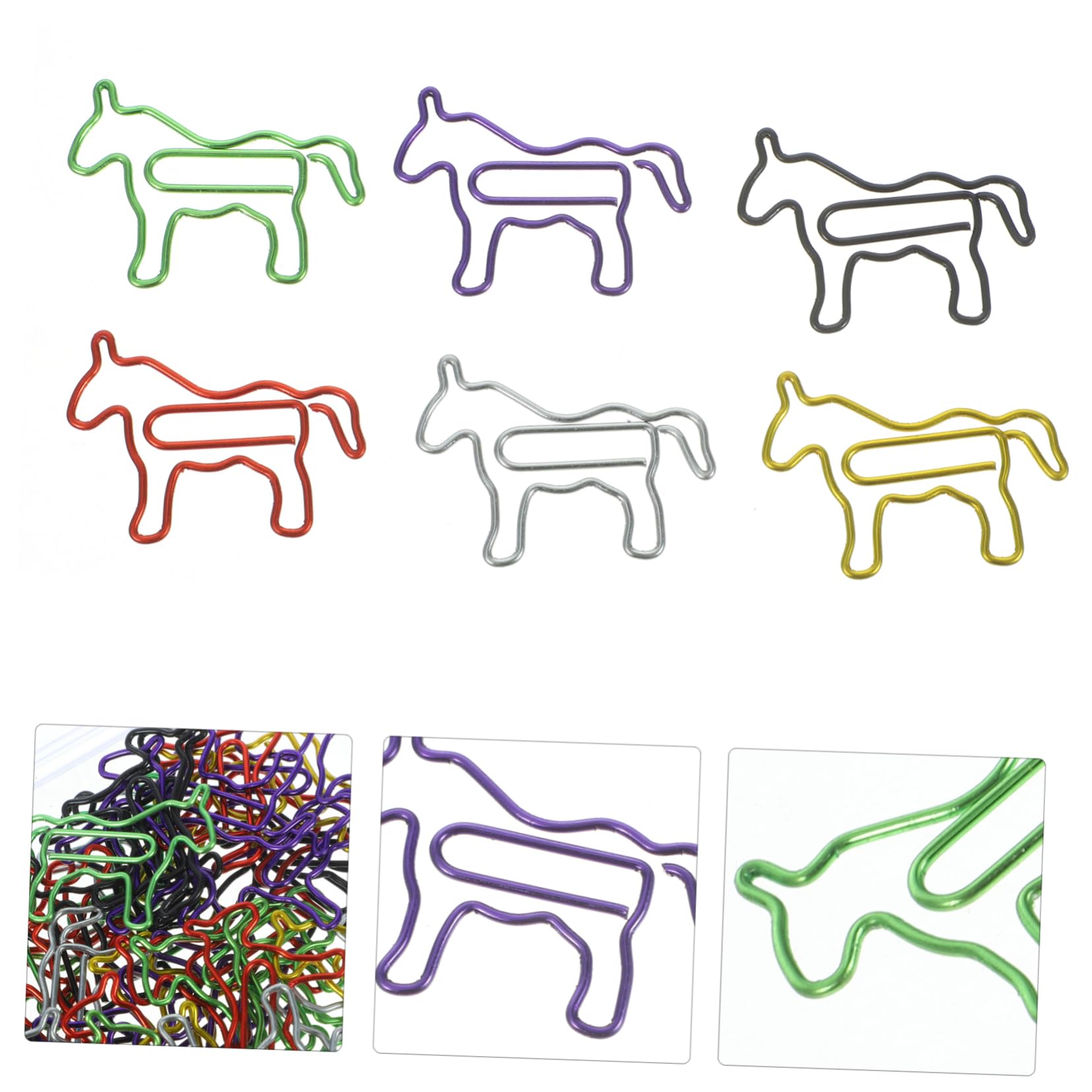 5 Ensembles Trombones Métalliques Colorés Forme De Poney Lot De Accessoires Pratiques Pour Documents Photos Et Notes Clips Amusants Pour École 80 Pièces * 5
