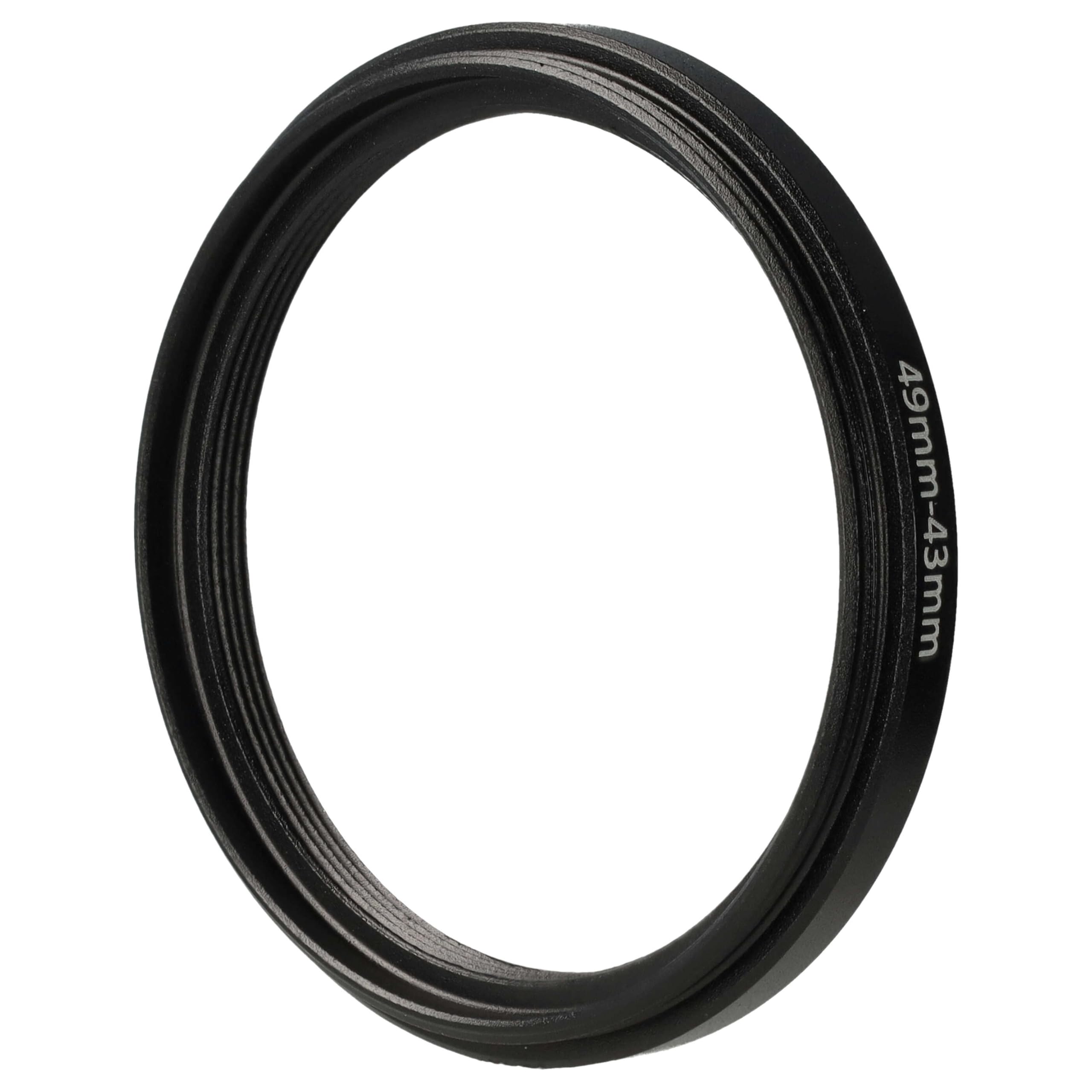 vhbw Pierścień adaptera filtra krokowego 49 mm do 43 mm do obiektywu aparatu - reduktor, czarny metal