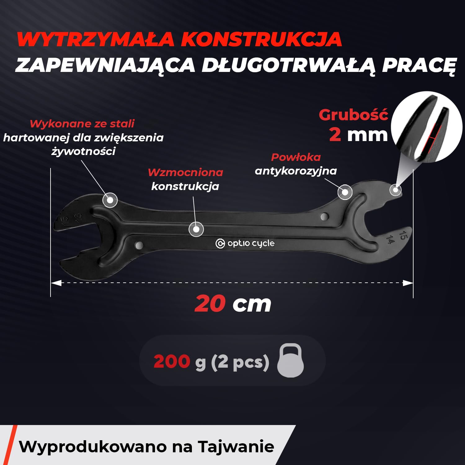 Zestaw Kluczy do Konusów Rowerowych 13–16 mm – Klucze do Piast i Łożysk Konusowych | Precyzyjne Narzędzie Serwisowe do Regulacji Nagrów