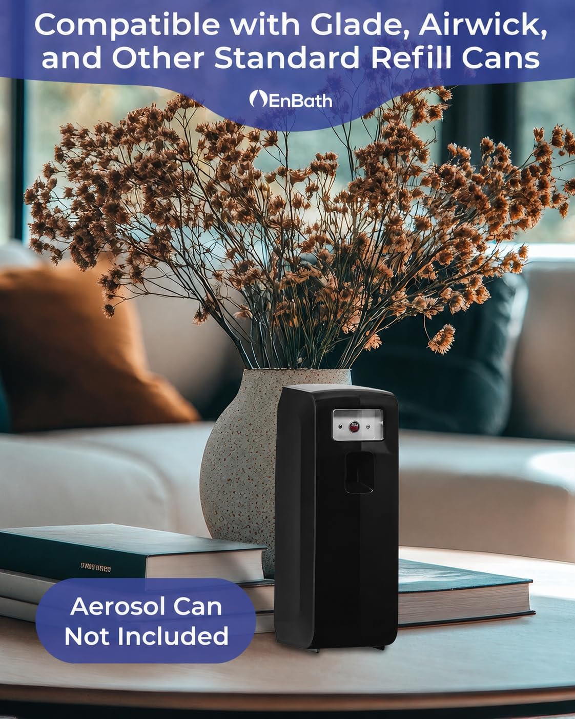 Bluetooth Programmable Automatic Air Freshener Spray Dispenser - App Controlled, Wall Mount or Standalone, Compatible with Glade & Airwick, Commercial or Home Use - IPhone (iOS) & Android Compatible