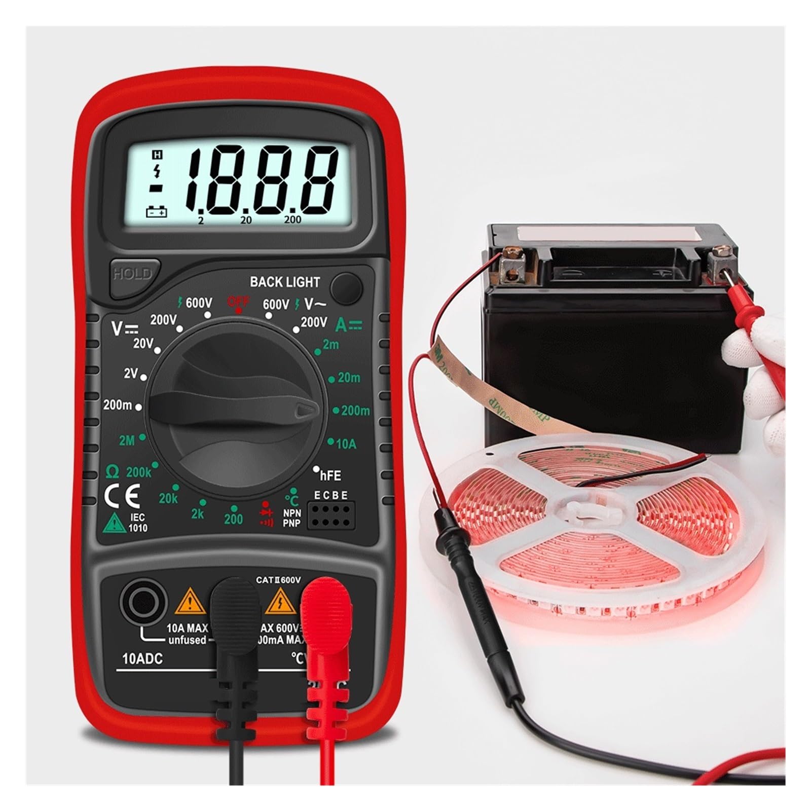 Multimetr Cyfrowy AC/DC Amperomierz Volt Ohm Tester Miernik Multimetro Z Termoparą Podświetlenie LCD Przenośny Szybko Dokładnie Łatwy Odczyt(Green)