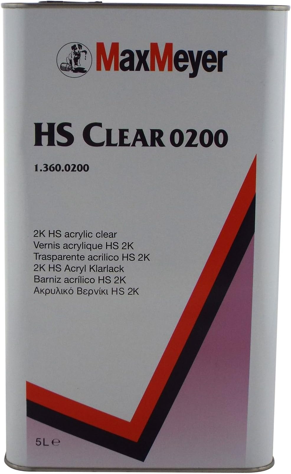 Max Meyer 0200 Maxiclear HS Lacquer 2K Clear Coat Car Lacquer 5 Litre 2K High Solid Clear Which Displays Excellent Flowing capabilities, Quick Drying And Polishing, Hardness and Gloss