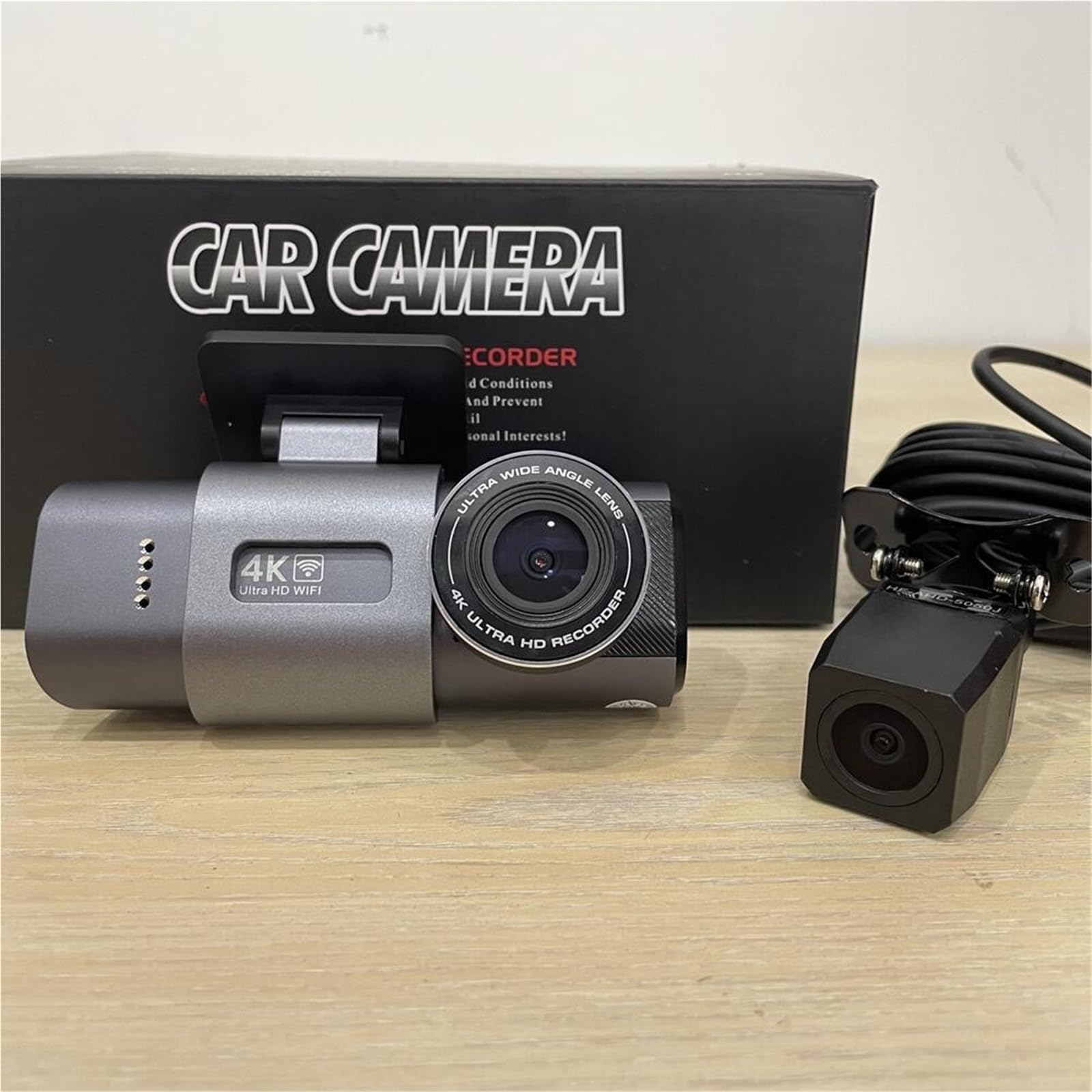 Kamera samochodowa, Kamera Na Deskę Rozdzielczą 4K GPS WIFI APP 24H Noktowizor Mini Tylny Obiektyw Dashcam Wideorejestrator Samochodowy Do Czarnej Skrzynki