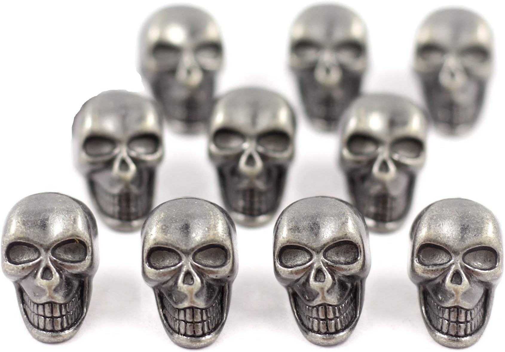 Bezelry 12 Pieces Small Skull Gray Silver Buttons. 16mmX10mm. (Gray Silver)