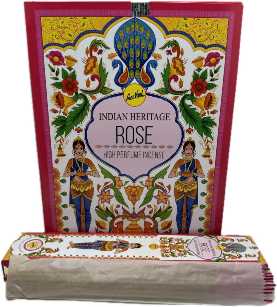 SreeVani Incense Sticks |Indian Heritage|High Perfume| Gift Pack of 12(15g ea.) -Rose, Brown, 8906037225510