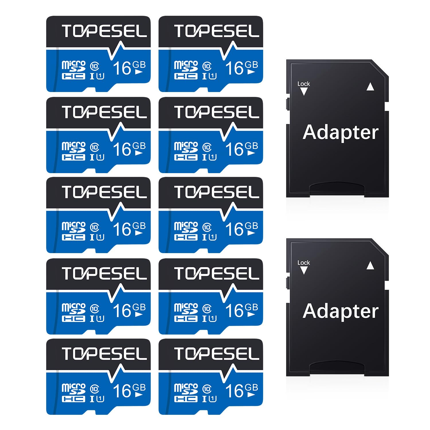TOPESEL 10 Pack 16GB Micro SD Card with Adapter SDHC UHS-I Flash Memory Card TF Card for Smartphone, Camera, Dash Cam(16GB 10Pack)-image-33