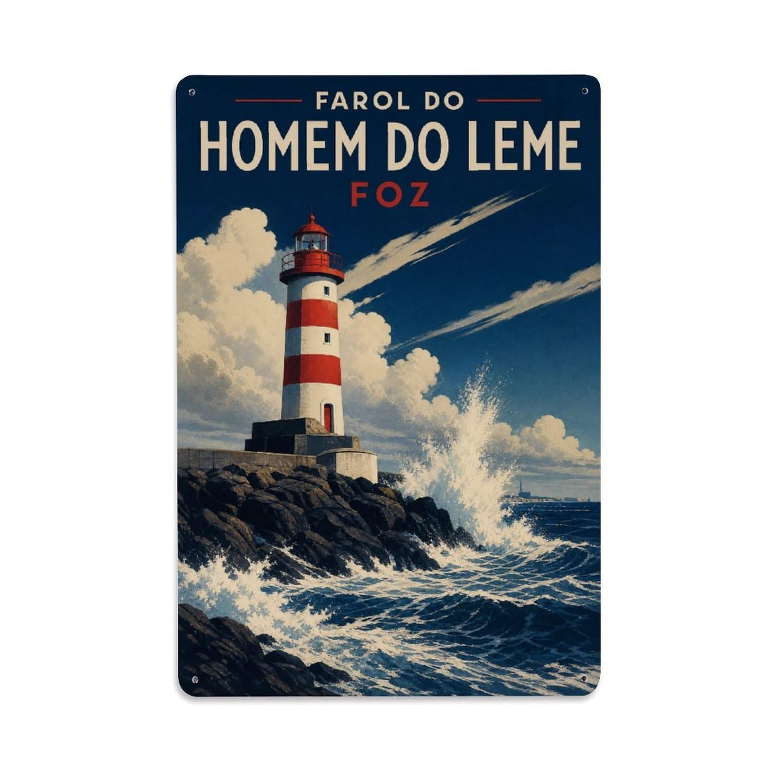 Metal Tin Sign Vintage Travel Homem Leme Portugal