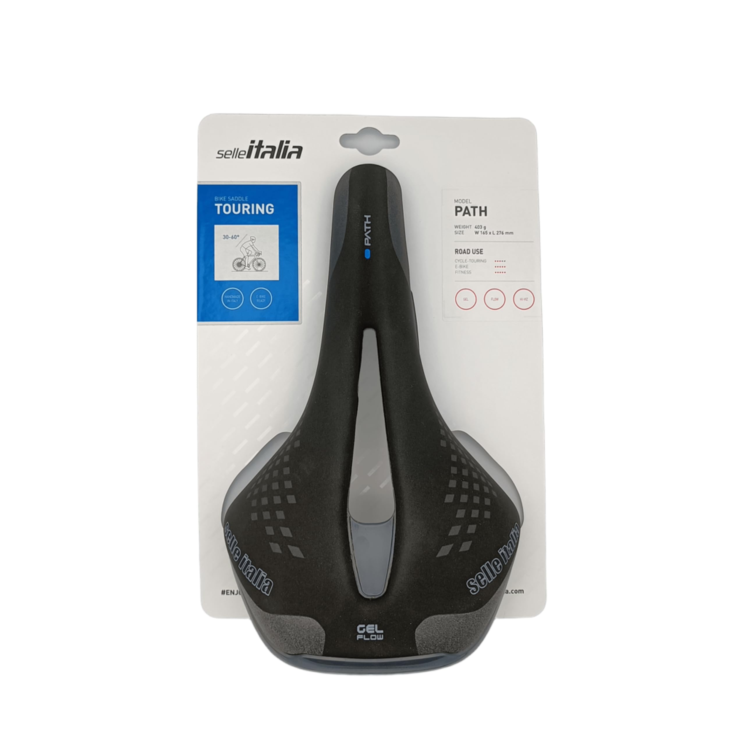 Selle Italia LADY Path Gel Flow – Damskie Siodełko Rowerowe, Żelowa Wyściółka, Do Rowerów Trekkingowych, Elektrycznych, Dojazdów – Czarny
