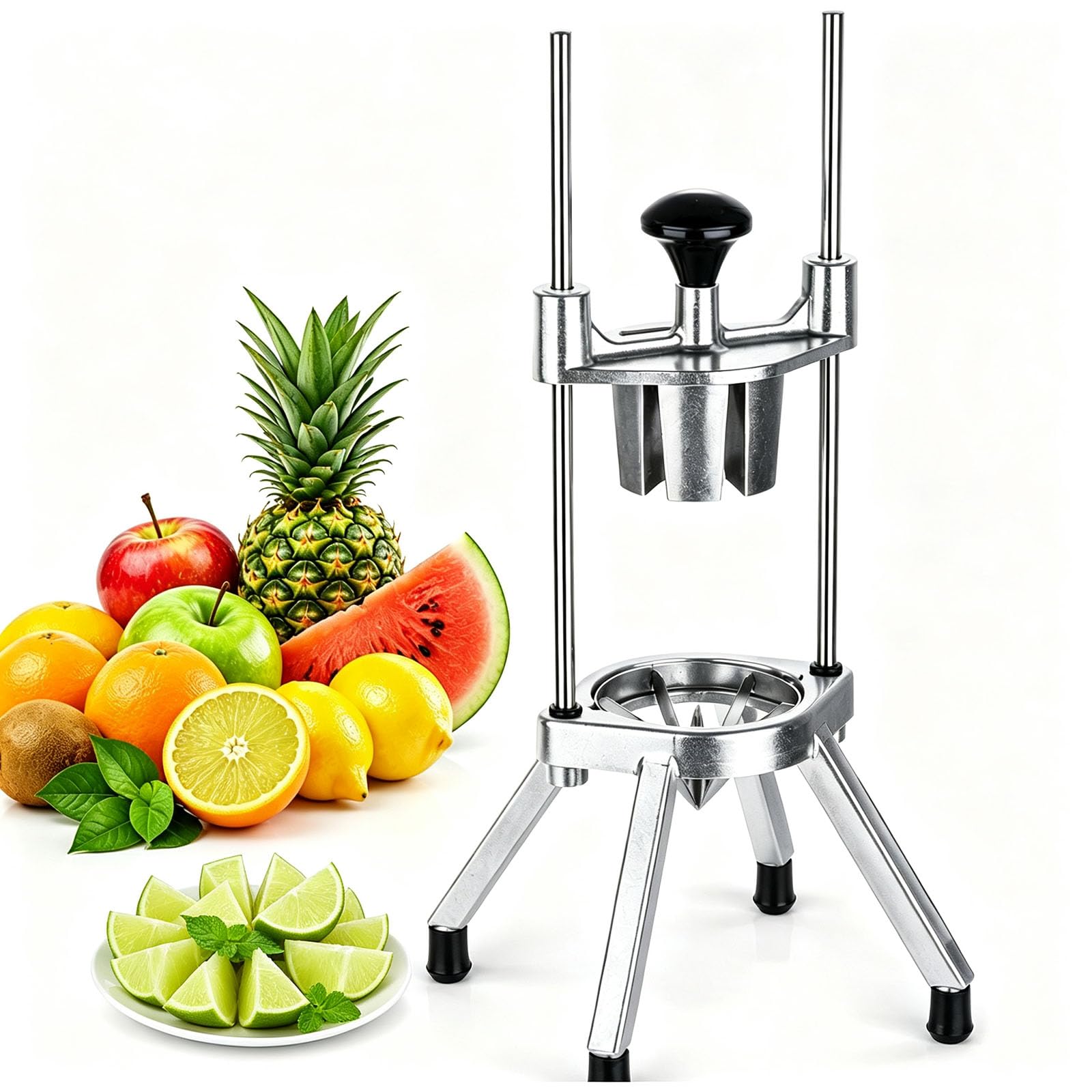 Cortador de limón de acero inoxidable, máquina cortadora de verduras resistente, en forma de V para frutas, corta de 4 a 12 secciones, perfecto para limones y naranjas