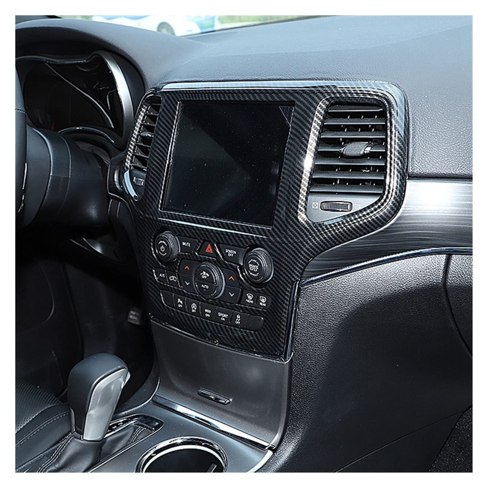 1 sztuk styl sportowy nawigacja samochodowa gps osłona panelu tapicerka pasuje do Jeep Grand Cherokee 2014-2018 Auto akcesoria do wykończenia straż zestawy naklejek