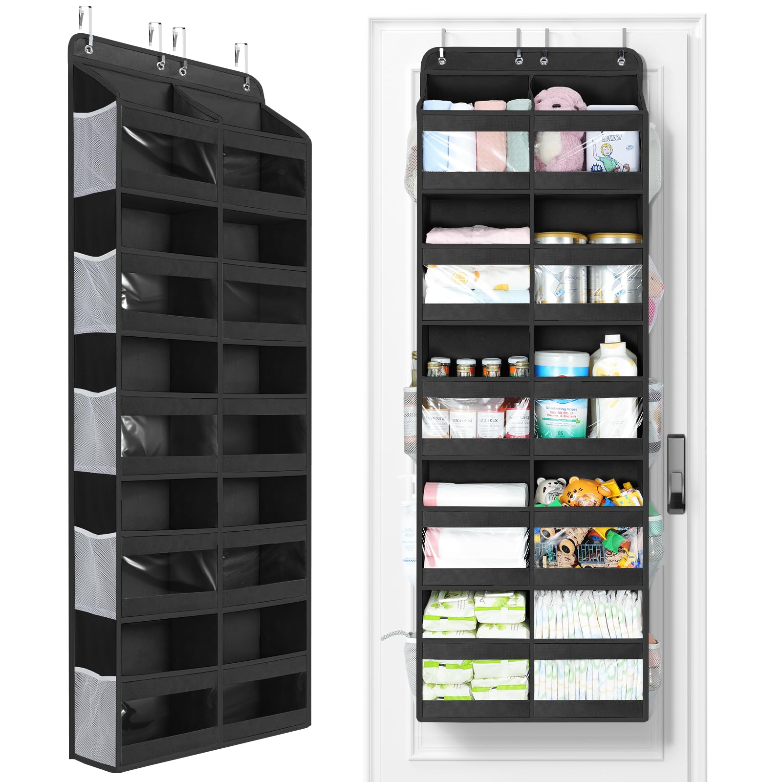 Yecaye 5-Tier Over The Door Organizer Dual-Column, 80lbs Load Over The Door Storage of 10 Compartments, Heavy Duty Extra Large Door Organizer Hanging