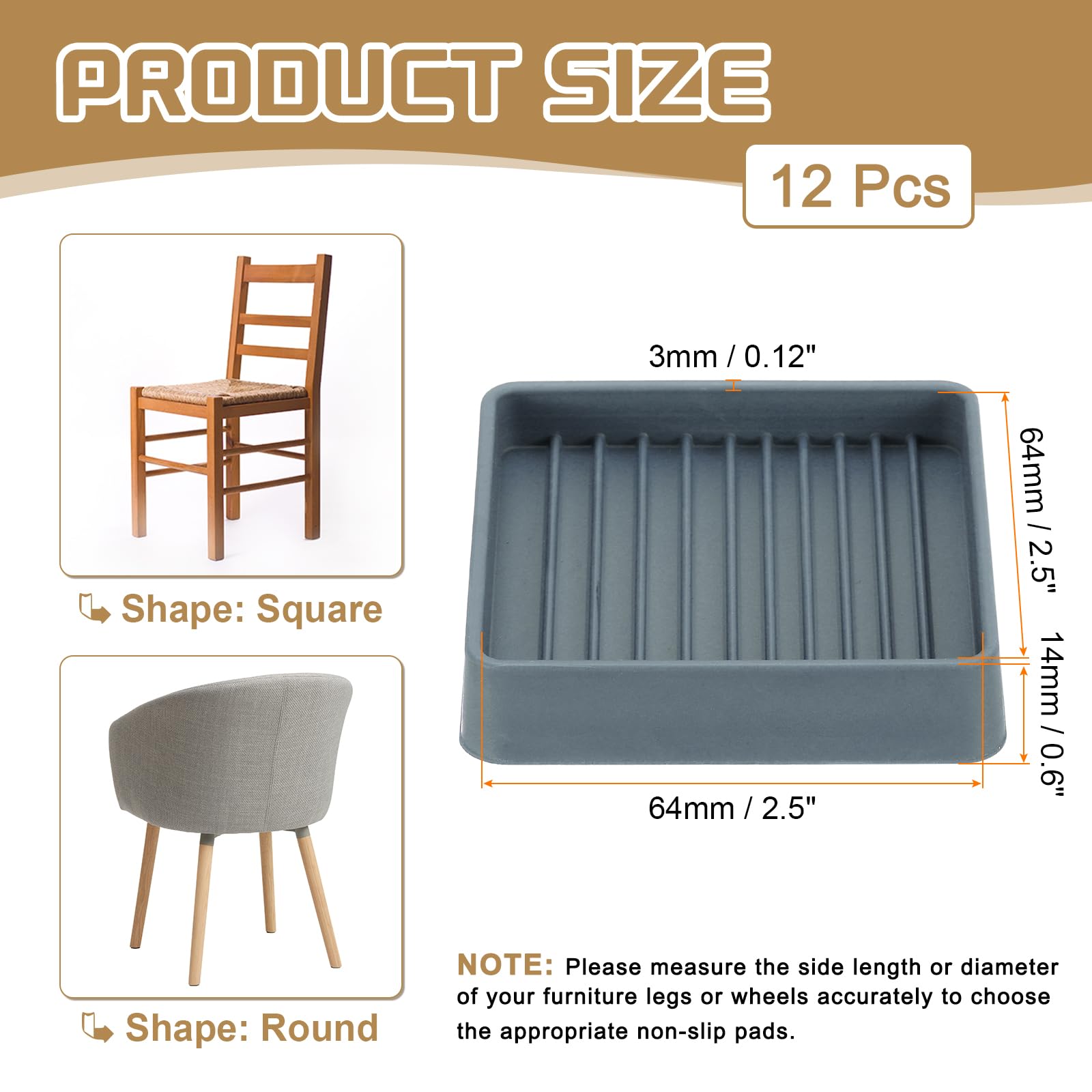 PATIKIL 2.5 Inch Rubber Furniture Pads - Image 2