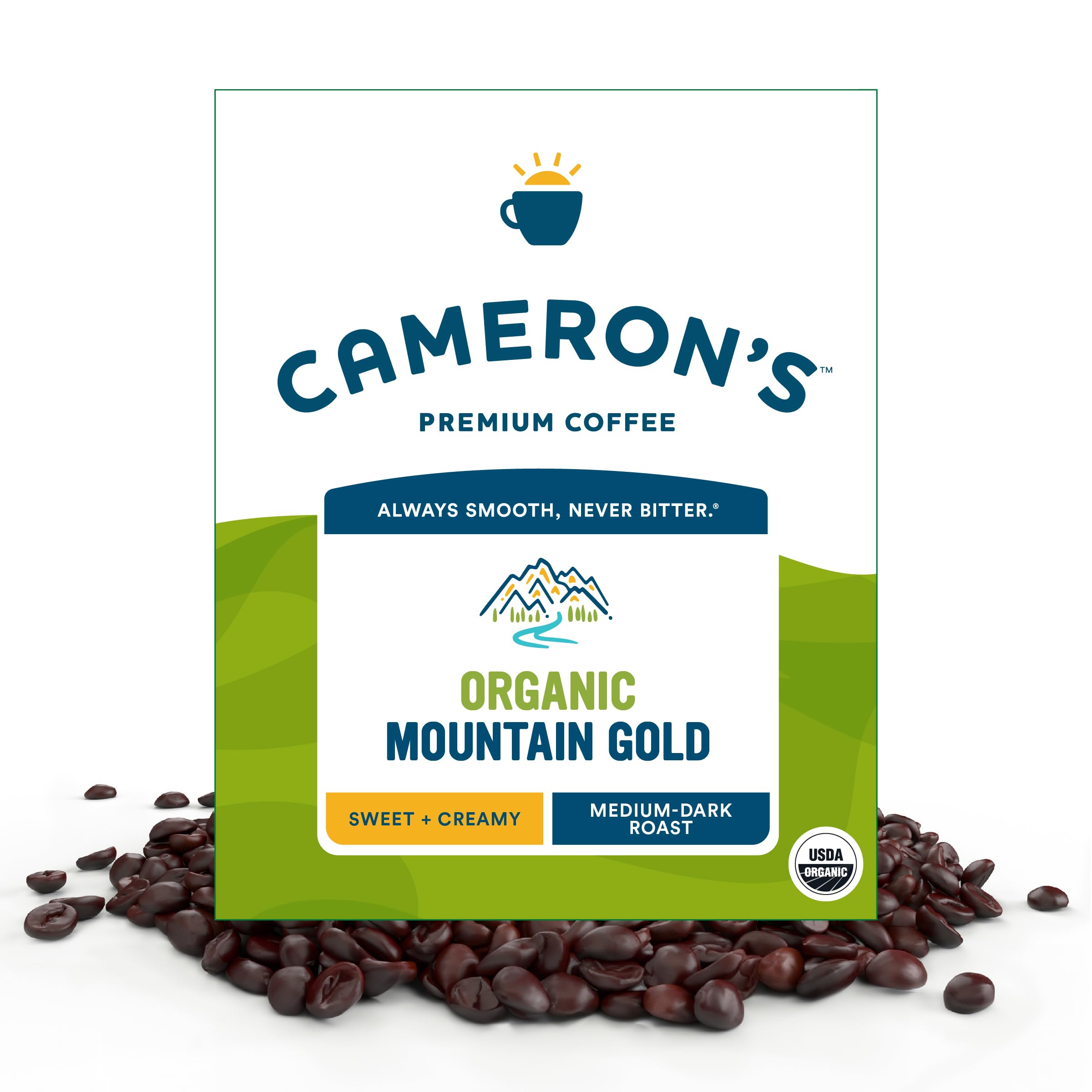 Cameron's Coffee Roasted Whole Bean Coffee, Organic Mountain Gold, 4 Pound