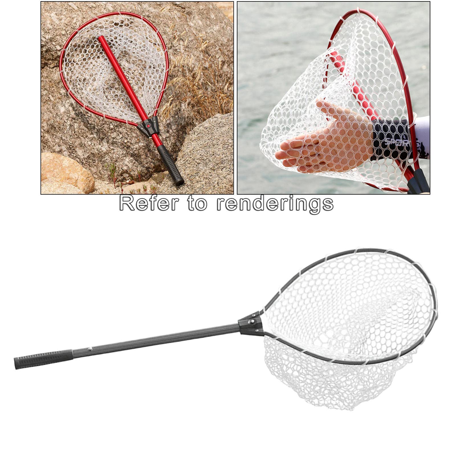 F Fityle Guadino Pieghevole - da Pesca Pieghevoli con Manico telescopico, Rivestimento in Silicone Resistente a Rete Senza, e Rilascio sicuri