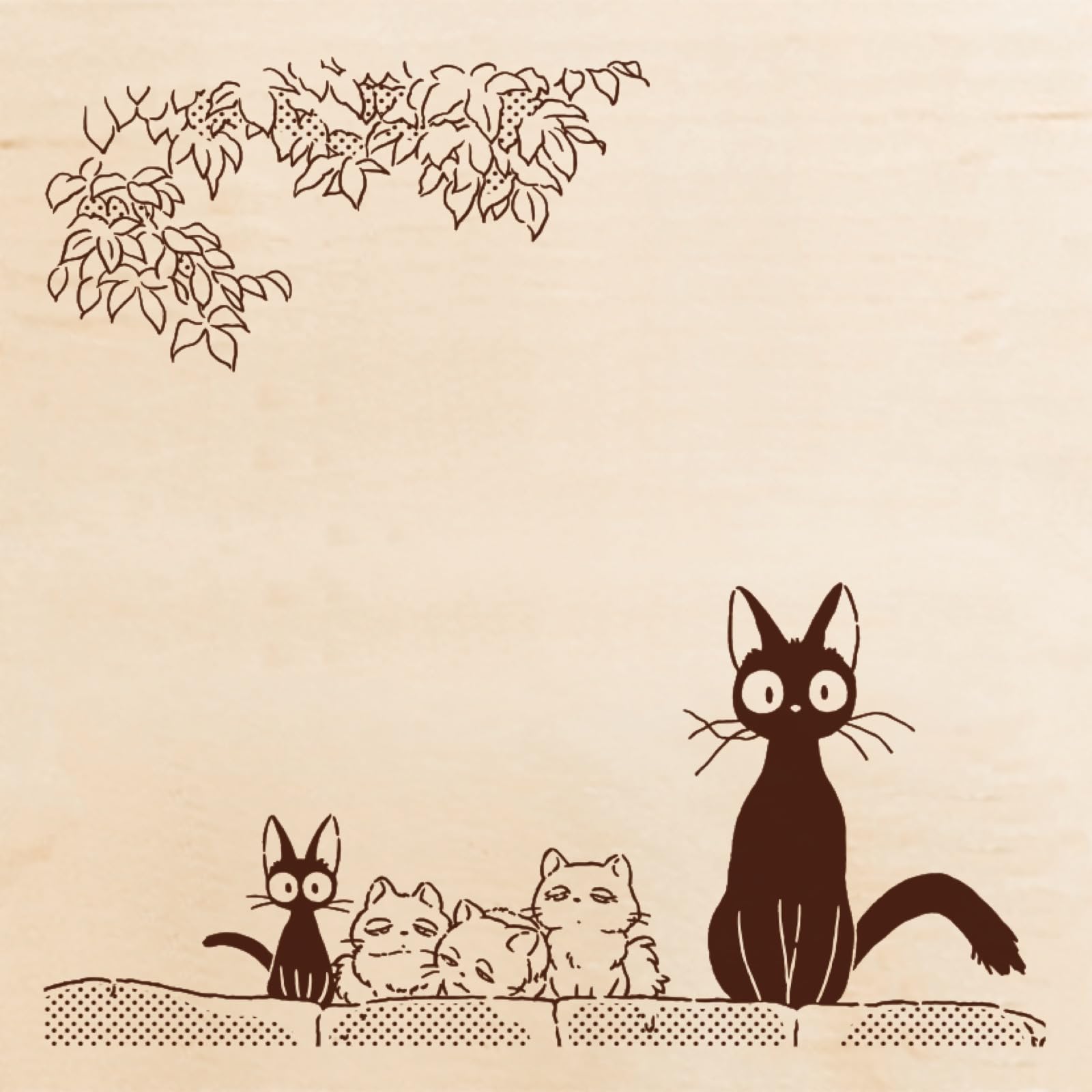 Kiki's Delivery Service Jiji Rubber Stamp 2.4in Square Beverly Ghibli Japan