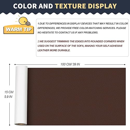 Miniatura 2 de Kit de reparación de cuero, parche autoadhesivo de reparación de piel sintética de 5.9 x 39 pulgadas para sofá, muebles, bolsos, asientos de