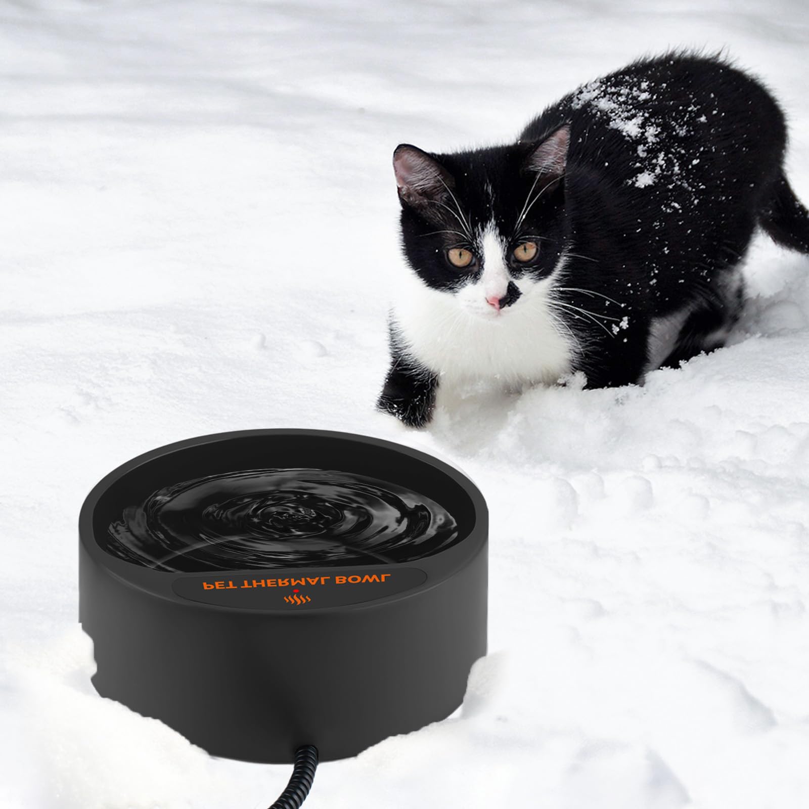 NAMSAN Ciotola riscaldata per gatti all'aperto, ciotola riscaldata per cani da 2,2 l, fornisce acqua potabile in inverno, bevitore riscaldato per animali domestici per polli, conigli, uccelli