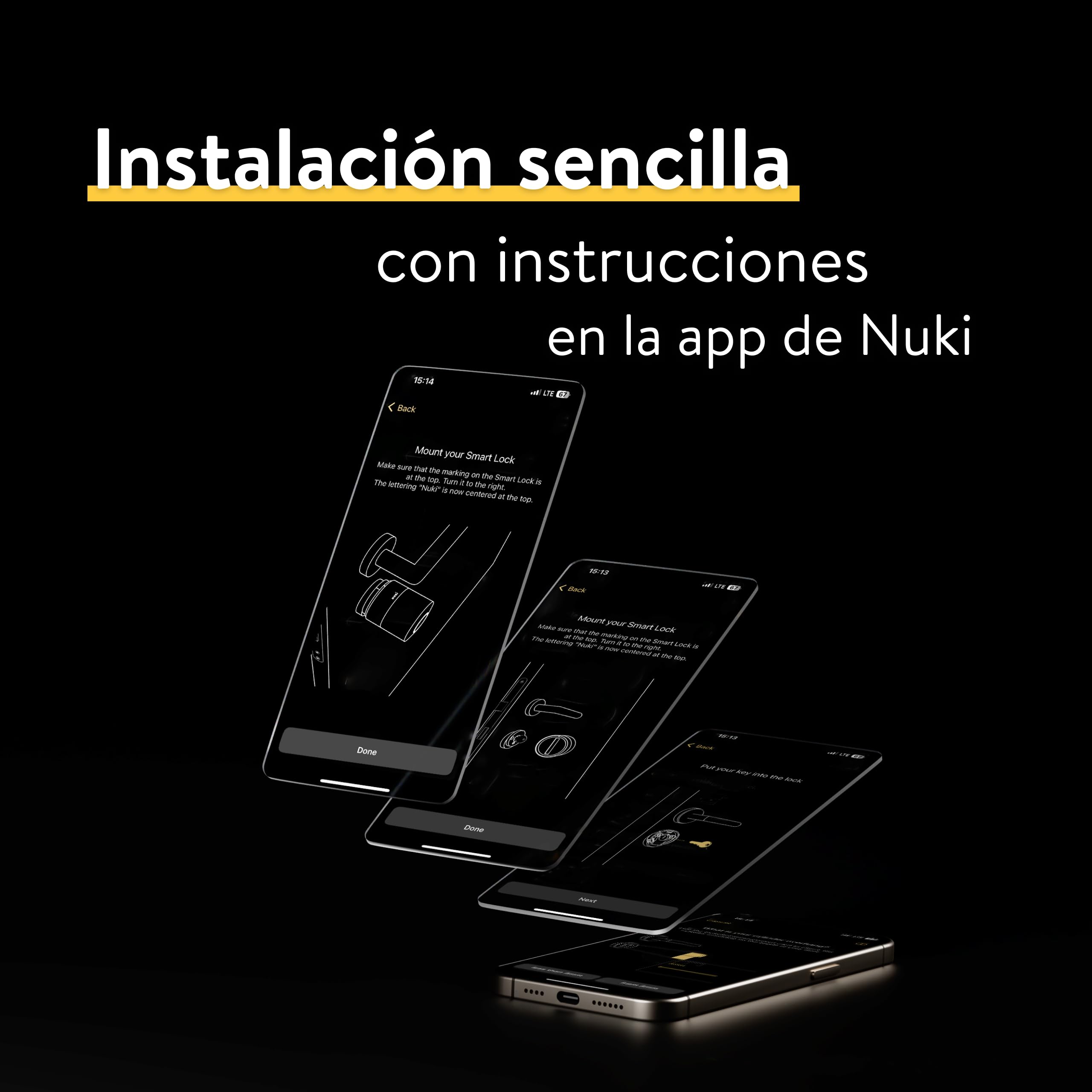 Nuki Smart Lock Pro con Bluetooth, WiFi & Matter, Integración sencilla en el Smart Home, Cerradura electrónica para cierre remoto, instalación fácil y adaptable sin cambio de cilindro