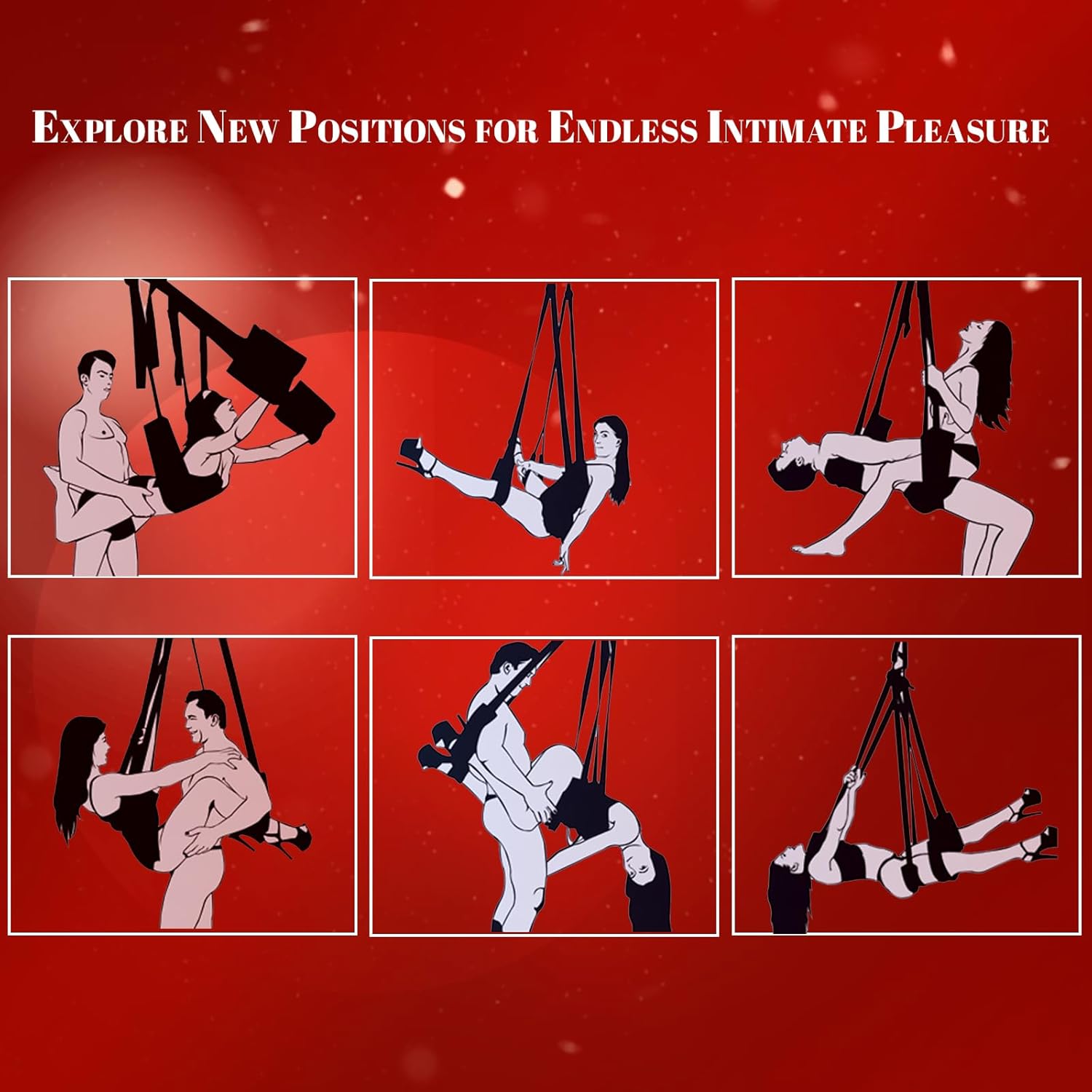 Sex Swing for Couples 360 Degree Spinning BDSM Bondage Swing with Ceiling Mount Adjustable Slings and Soft Pads Indoor Adult Sex Furniture Holds up to 800lbs for Intimate Play and Fetish Fun