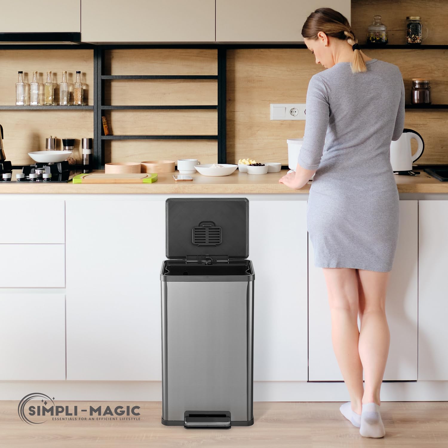 Simpli-Magic Stainless Steel Trash Can - Foot Pedal & Filter -7 Simpli-Magic Stainless Steel Trash Can - Foot Pedal & Filter -7