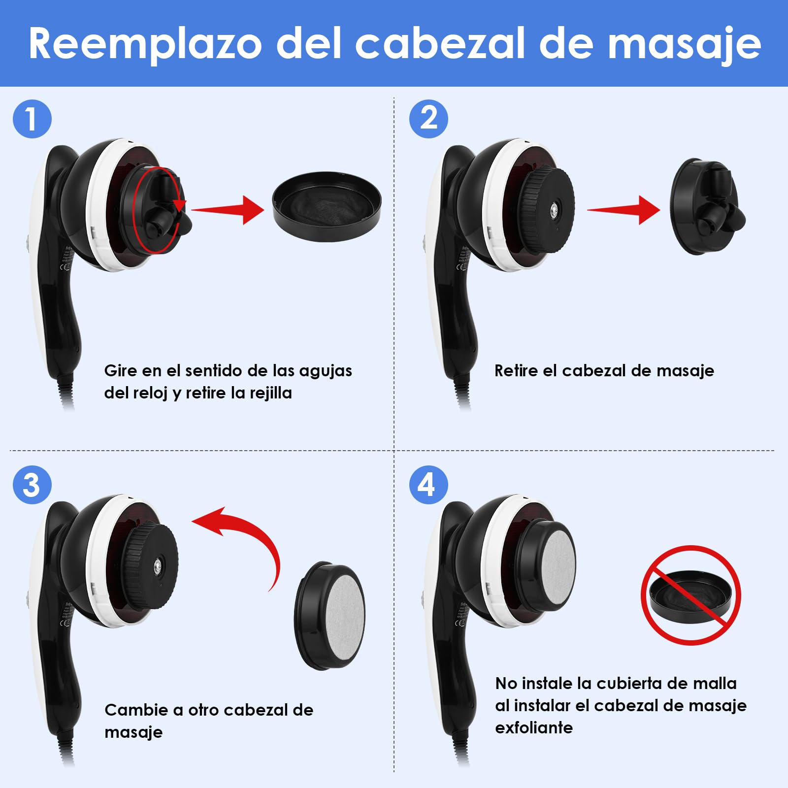 Masajeador Anticelulitico, Masajeador Anticelulitico Reductor con 8 Accesorios Intercambiables, Masaje de Celulitis para Cuello Hombro Cintura Abdomen Glúteos Piernas Masaje de Celulitis