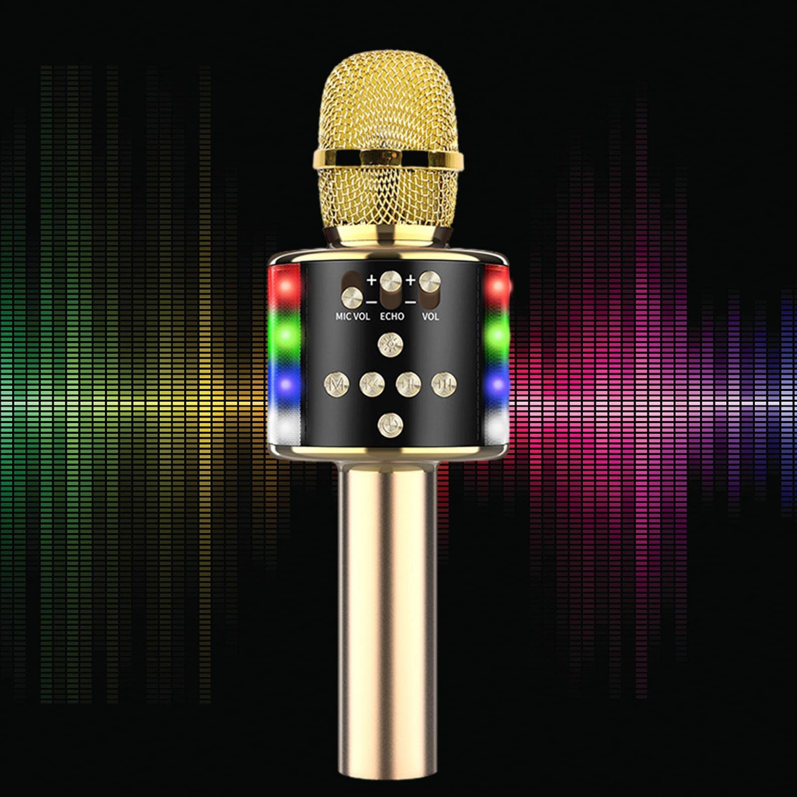 Karaoke - Microfono wireless con LED Dancing s, suono audio professionale e batteria a lunga durata, microfono portatile per feste in casa, bambini, ragazze, ragazzi, adulti, Bluetooth 4