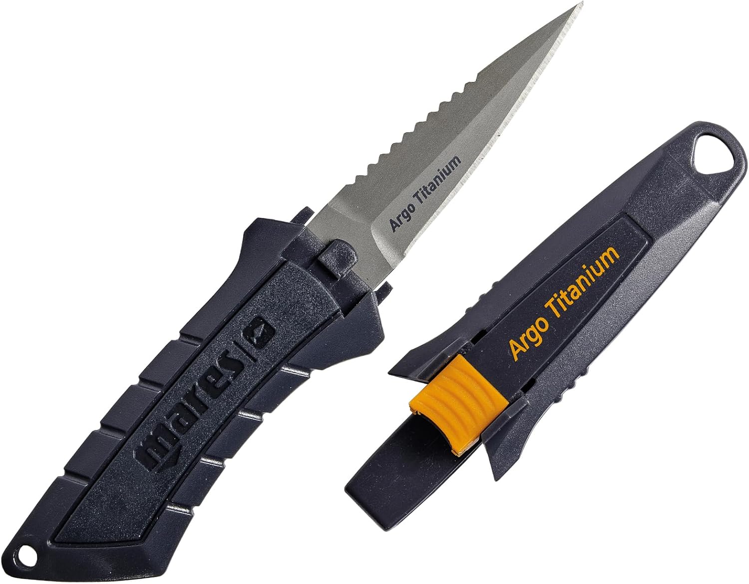 Mares Argo Scuba Dive Knife - 72mm Blade for Freedivers & Spearfishers | Sheath & Elastic Straps Included