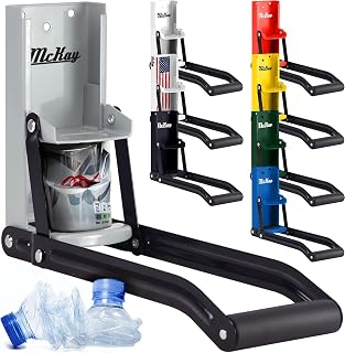 Mckay 16 Oz. and 12 Oz. Metal Can Crusher, Can Crusher Wall Mounted, Can Crushers for Recycling Wall-Mounted Smasher for Aluminum Seltzer, Soda, Beer Cans and Bottles, Gadgets for Home - Grey