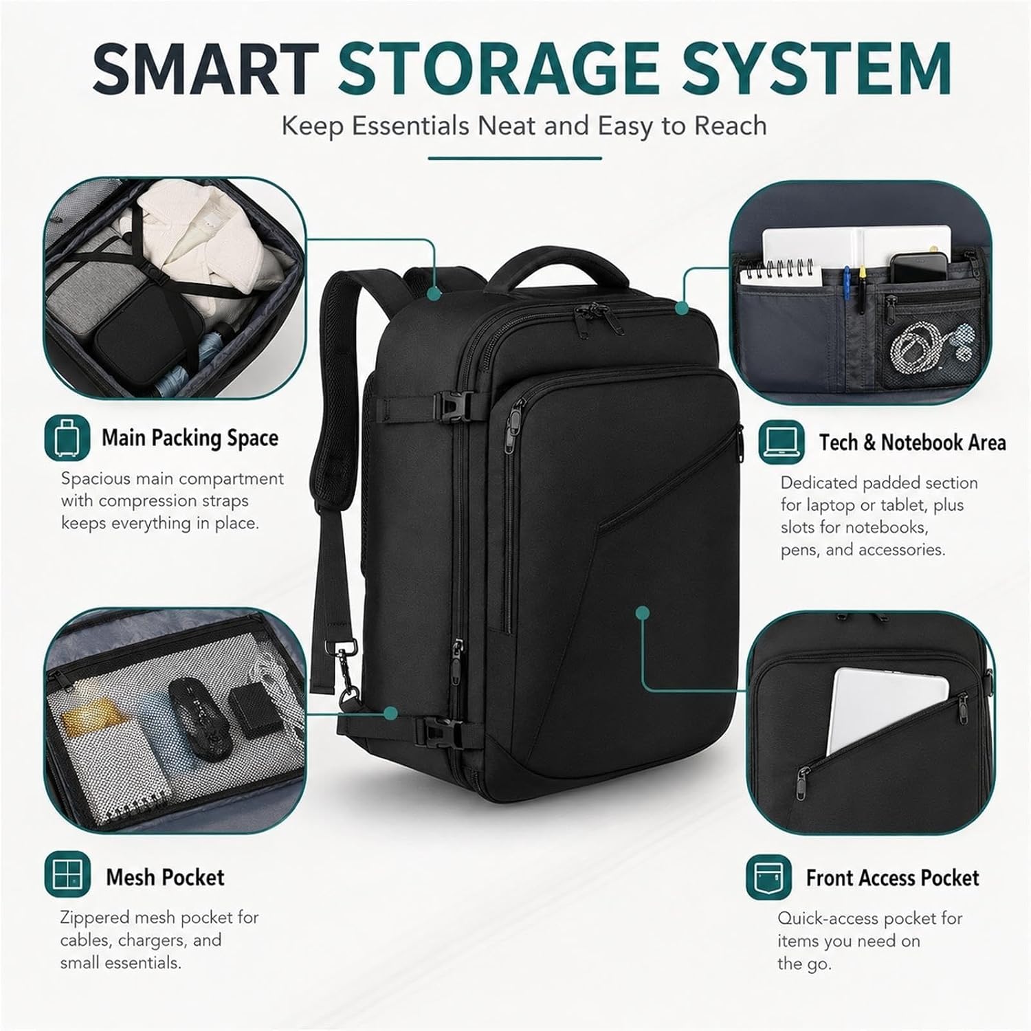 Expandable Travel Backpack 17 Inch Laptop Carry On Bag for Business Trips image 3