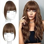 BOGSEA Clip in Bangs 100% Human Hair Bangs with Temples Bangs Hairpieces for Women Clip in Fake Bangs for Daily Wear (Medium Reddish Brown, French Bangs)