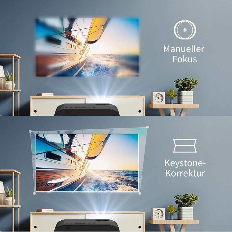 WEWATCH V50 Pro Mini Projektor Full HD 1080P Natív Felbontással, 5G WiFi, Bluetooth, 16500 Lumen, 200" Vetítési Méret, HDMI/USB/VGA Csatlako