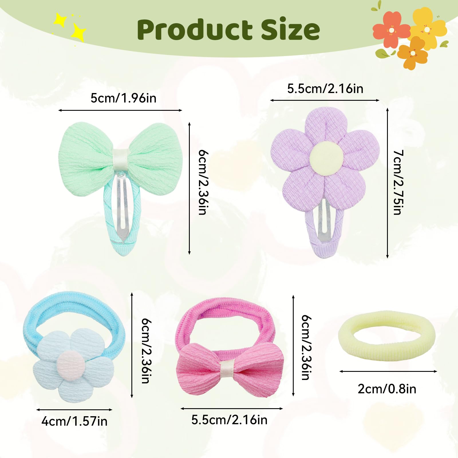136 Pcs Toddler Hair Accessories Candy Colors Hair Clips & Hair Bands with Bows and Flowers - Image 2