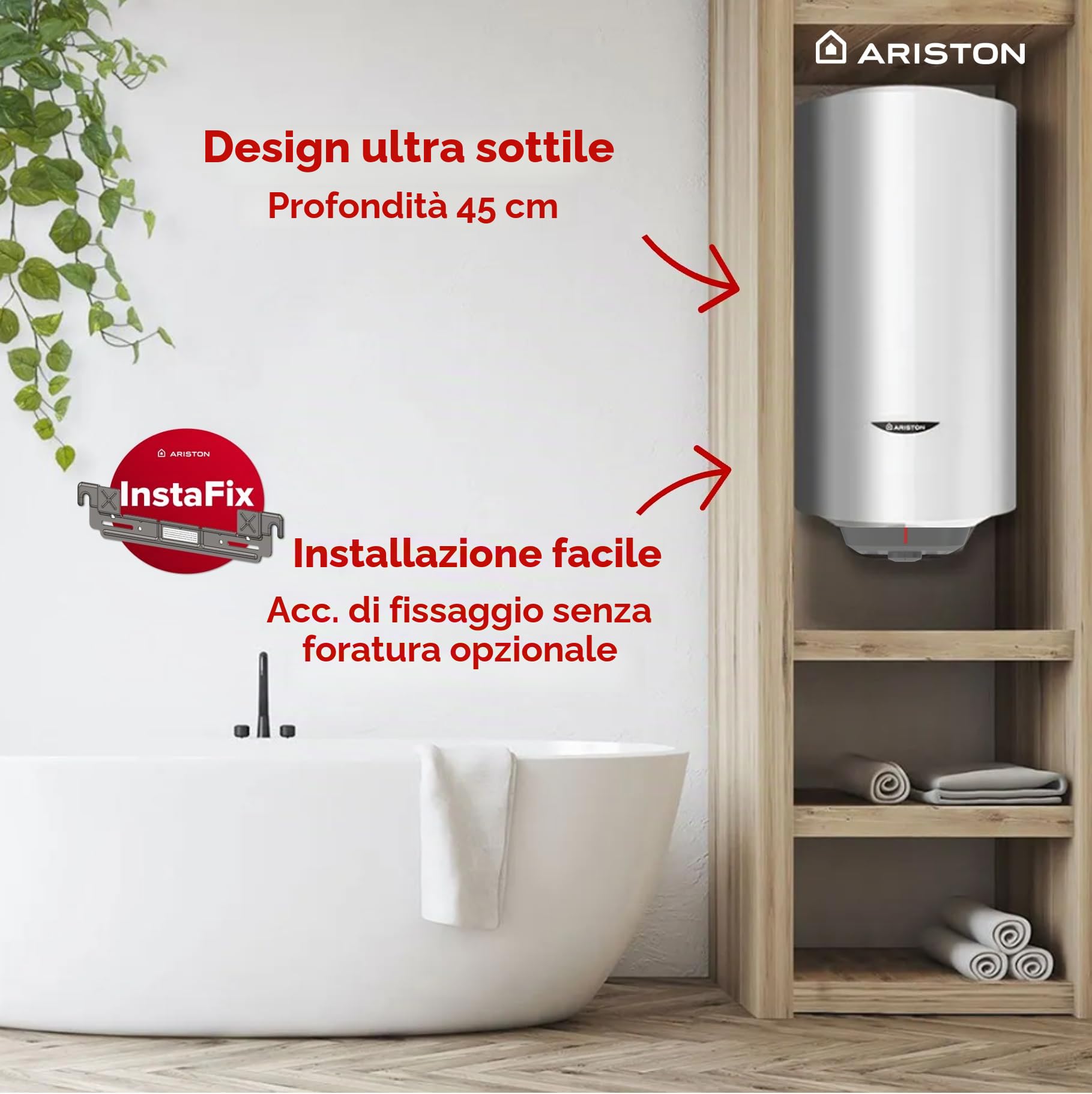 Ariston Pro1 R Scaldabagno Elettrico 80 Litri | Verticale, Resistenza Corazzata Sommersa - Regolazione della Temperatura Esterna e Meccanica