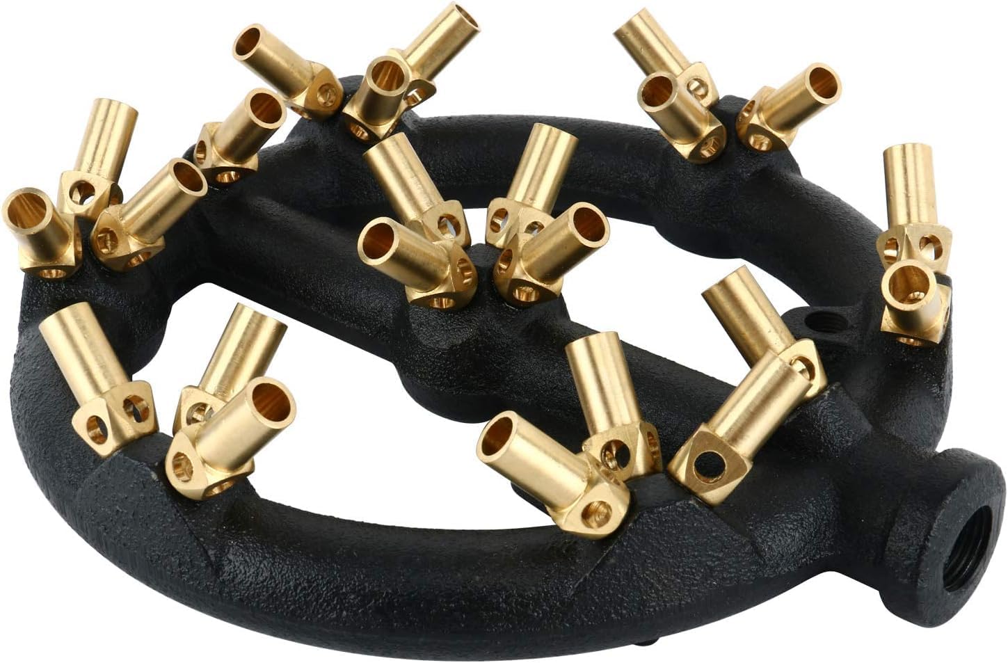 Homend Natural Gas Jet Burner For Chinese Wok Range, Grilling, Stir Fry - Cast Iron Body Round Nozzle Jet Burner with 23 Brass Tips - Up 100,000 BTU (Natural Gas, 23 Tips, 1.2mm Hole)