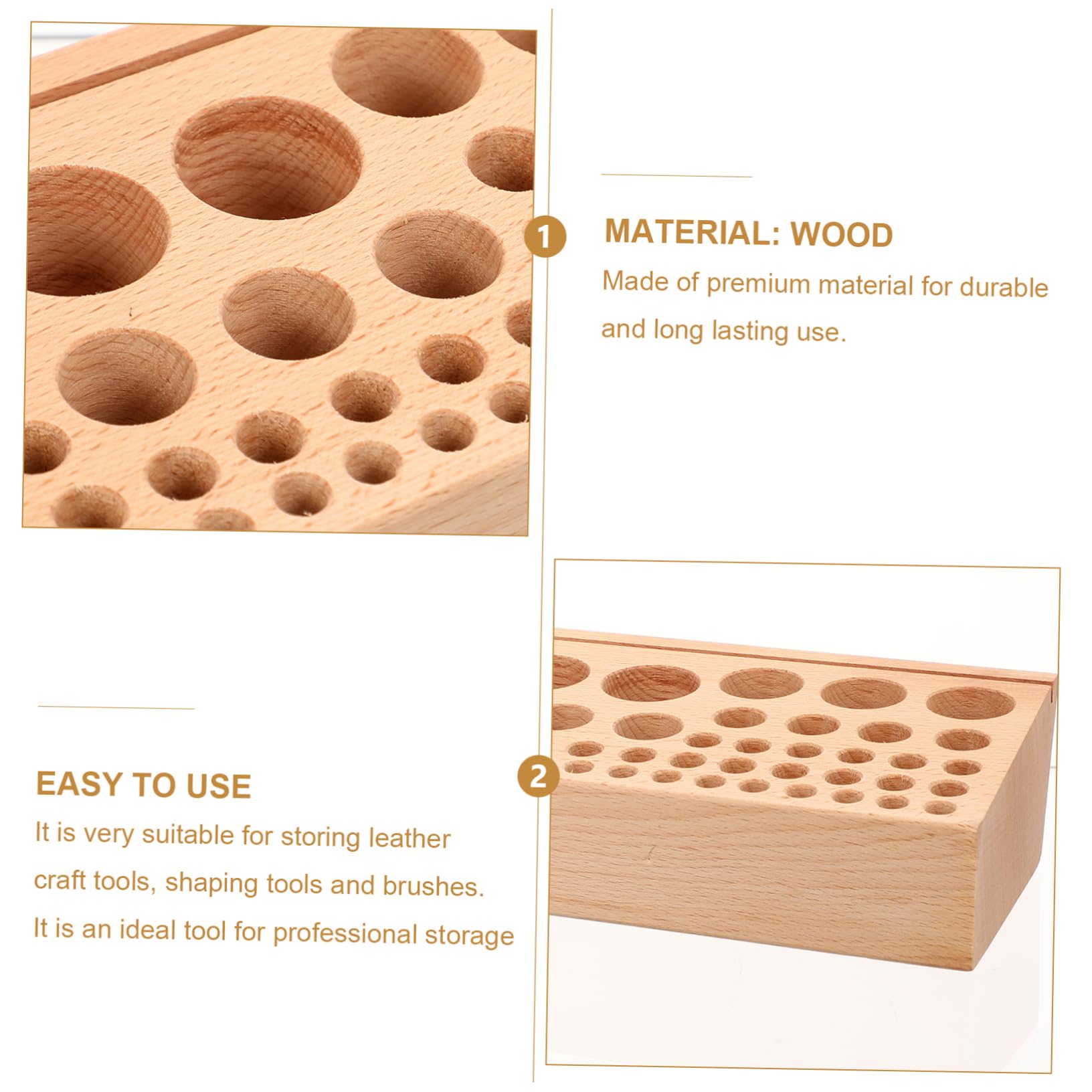 Housoutil Organizador de Herramientas 68 Orificios de Madera de Cuero