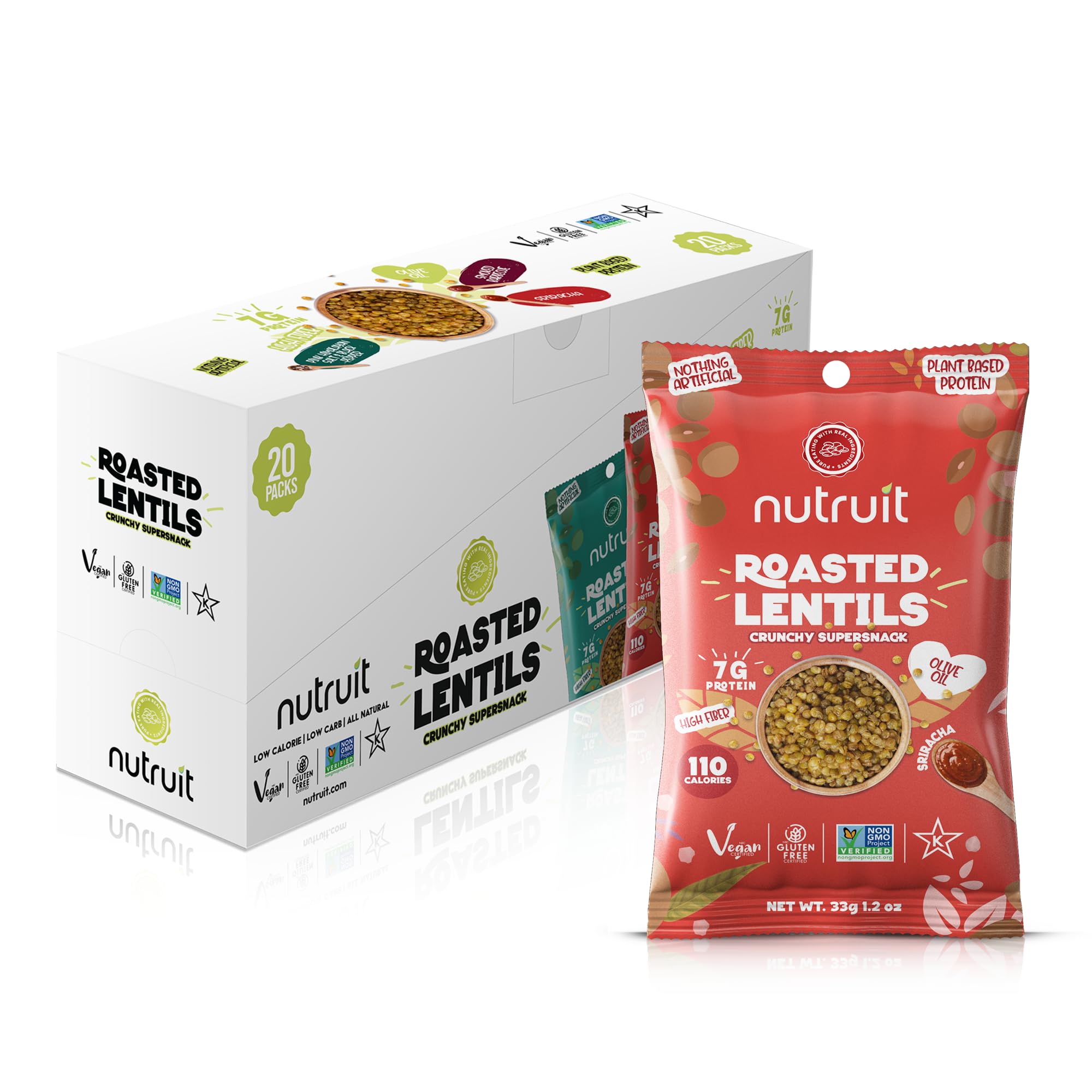 Amazon.com: Nutruit Roasted Lentil Snacks - Tasty Sriracha Healthy