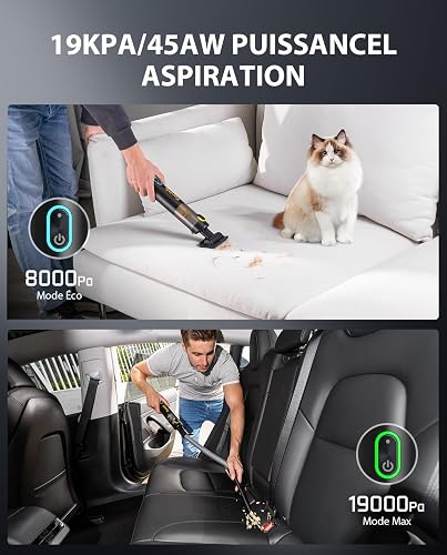 Fanttik Slim V8 Apex Aspirateur de Voiture,Haute Puissance D'aspiration 19KPa Aspirateur à Main,Charge Rapide USB-C Aspirateur sans Fil pour Voiture,4 en 1 Aspirateur/Souffleur/Gonfleur/Pompe(Noir) - 3