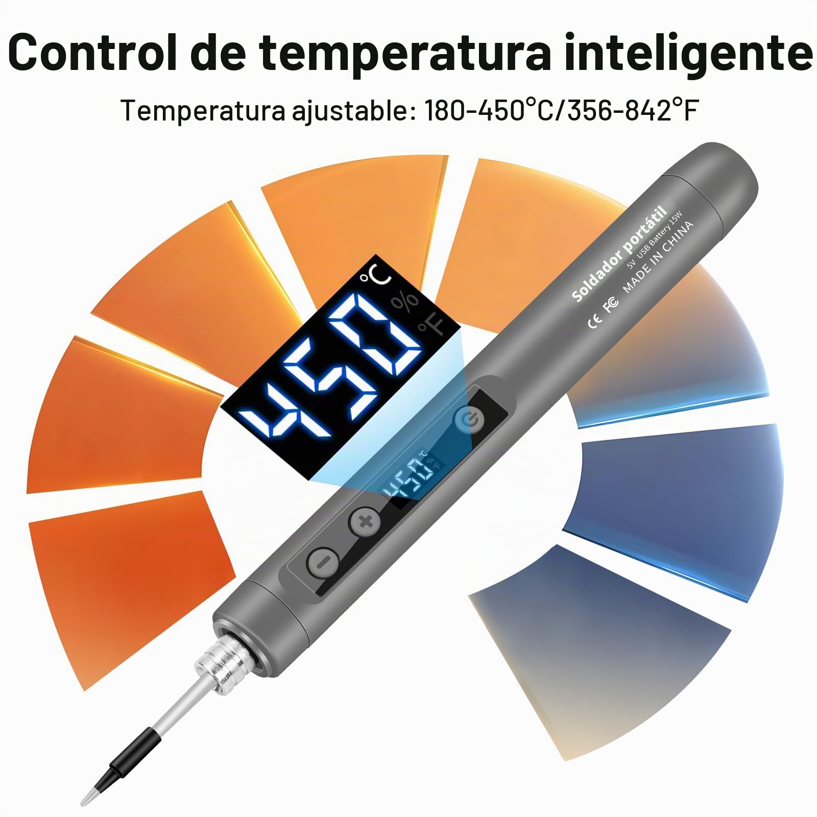 diymore Kit de soldador inalámbrico USB-C con pantalla LCD, temperatura ajustable de 180 ℃ a 450 ℃, bolígrafo de soldadura portátil recargable para reparación de electrónica, proyectos de bricolaje