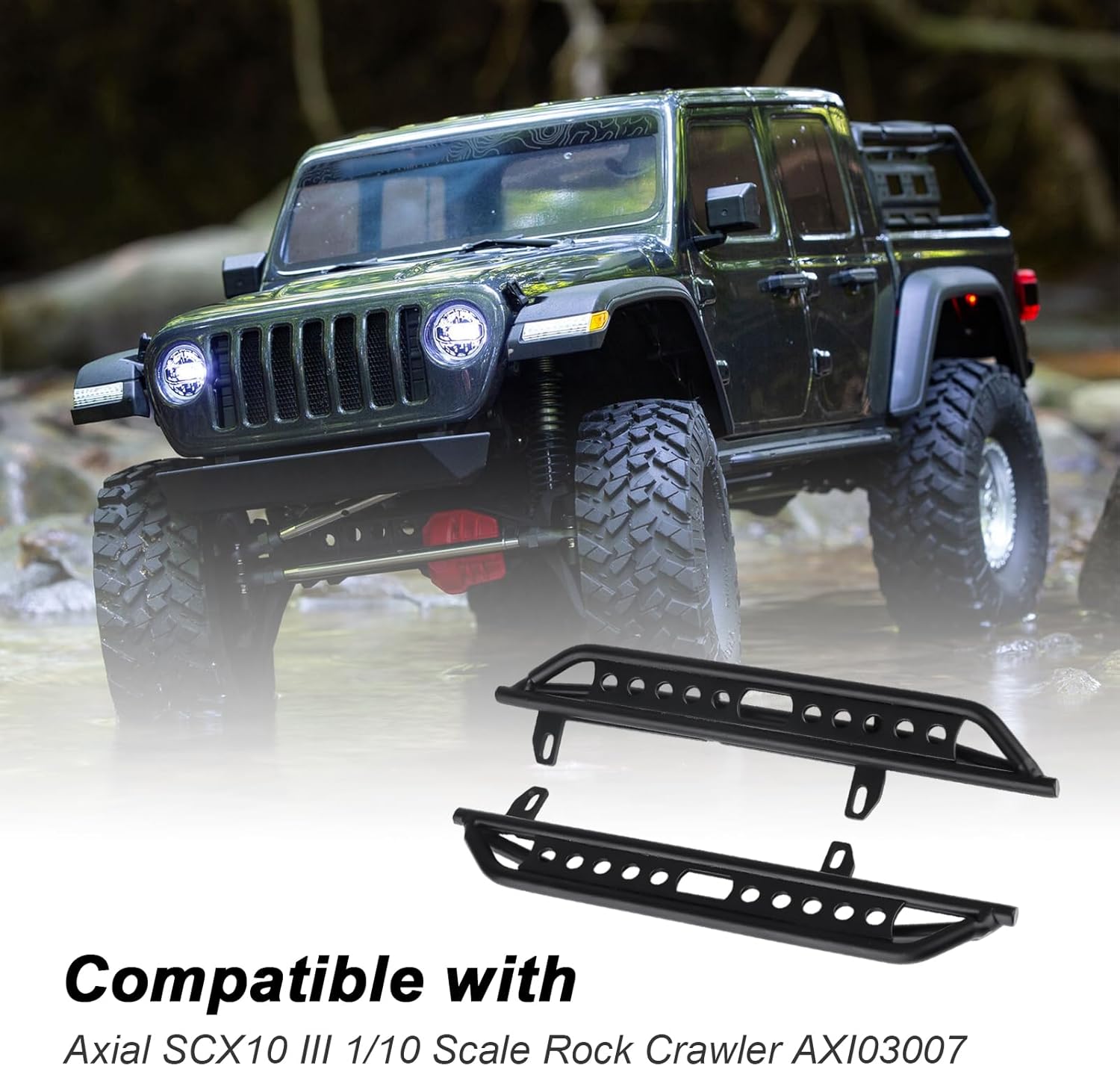 Hobbypark Metal Side Pedal Step Running Boards Foot-Plate for 1/10 Scale RC Crawler Car Axial SCX10 III AXI03007 Hop-ups Upgrade Parts