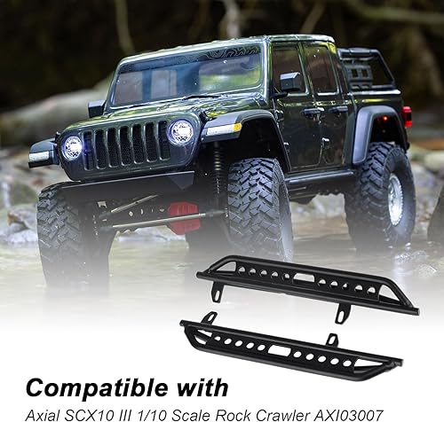 Miniatura 2 de Hobbypark Estribos de pedal lateral de metal placa de pie para escala 1/10 RC Crawler Car Axial SCX10 III AXI03007 Hop-ups Piezas de actualización