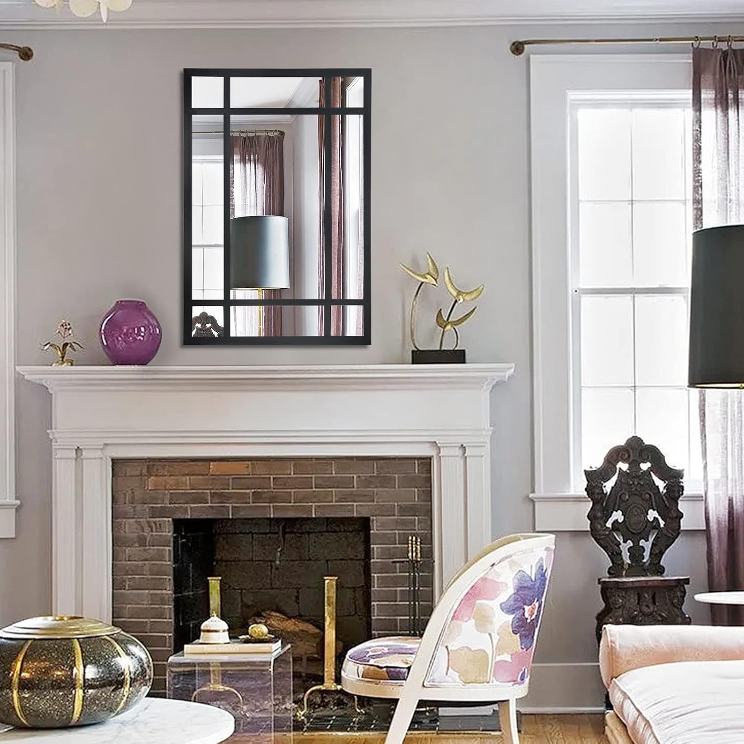 Black Rectangle Mirror, Farmhouse Decorative Wall Mirror for Entryway, Living Room, Bedroom, Hallway, Fireplace, Accent Wall Decor (Black1, 29.5 x 20)