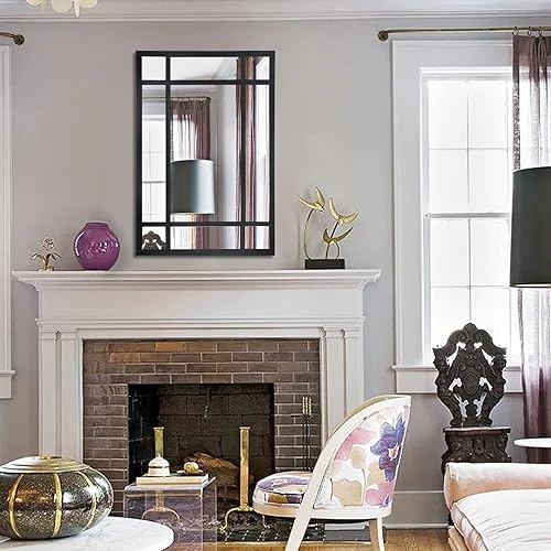 Miniatura 4 de Espejo rectangular negro, espejo de pared decorativo de granja para entrada, sala de estar, dormitorio, pasillo, chimenea, decoración de pared