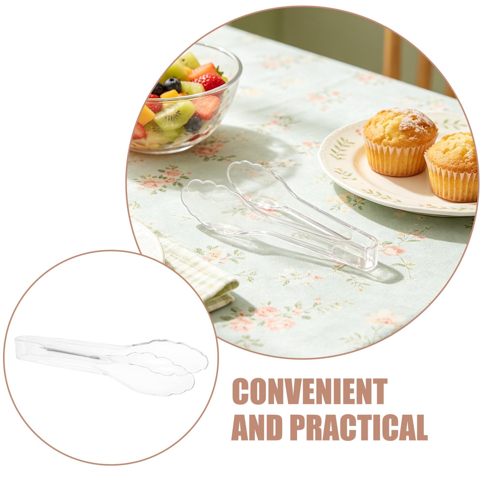 jojofuny Pinzas Transparentes de Plástico para Alimentos, 9 Pulgadas, Paquete de 10 Piezas, Ligeras y Portátiles, Ideales para Bbq y Catering